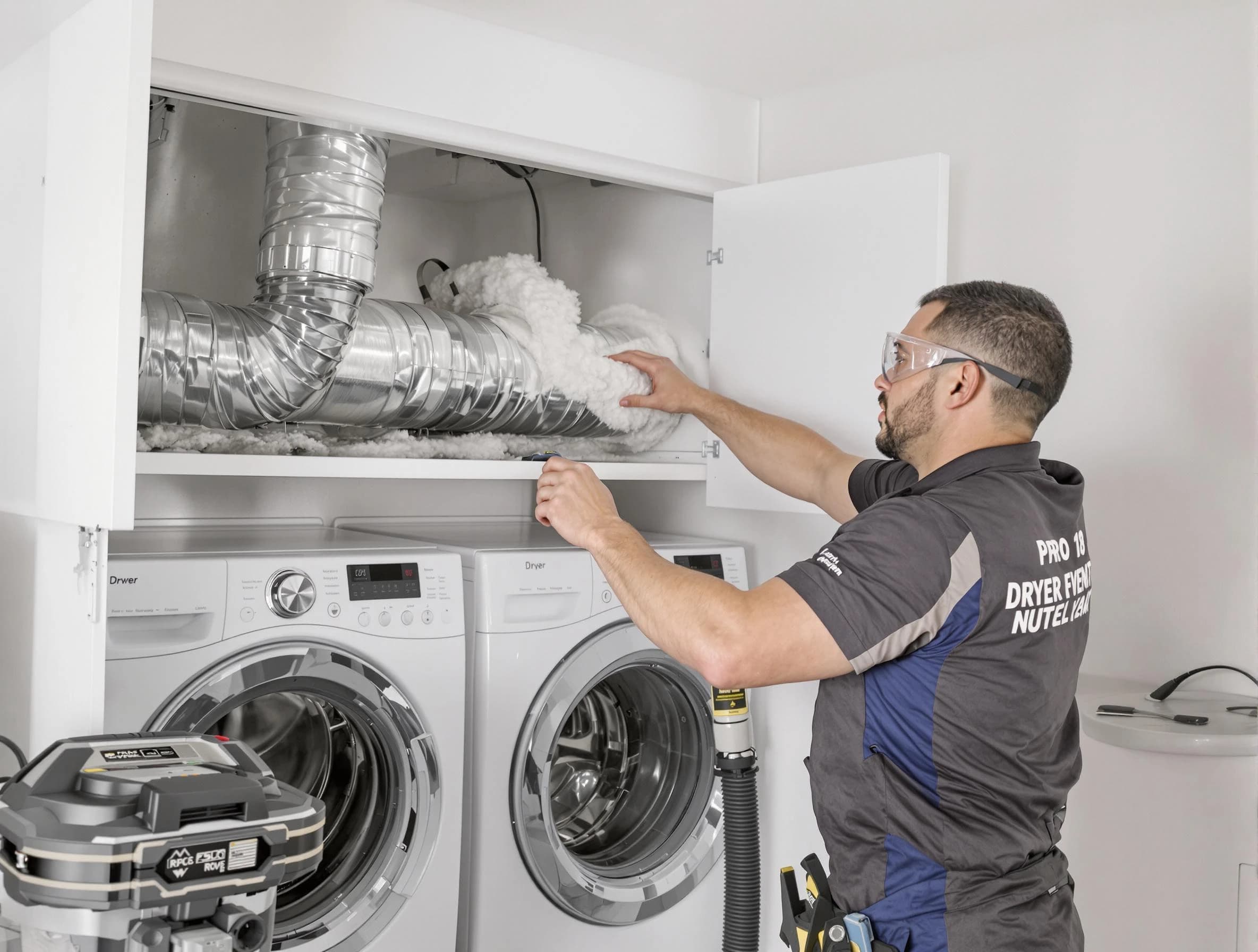 McDonough Dryer Vent Cleaning certified technician performing specialized gas dryer vent cleaning in McDonough