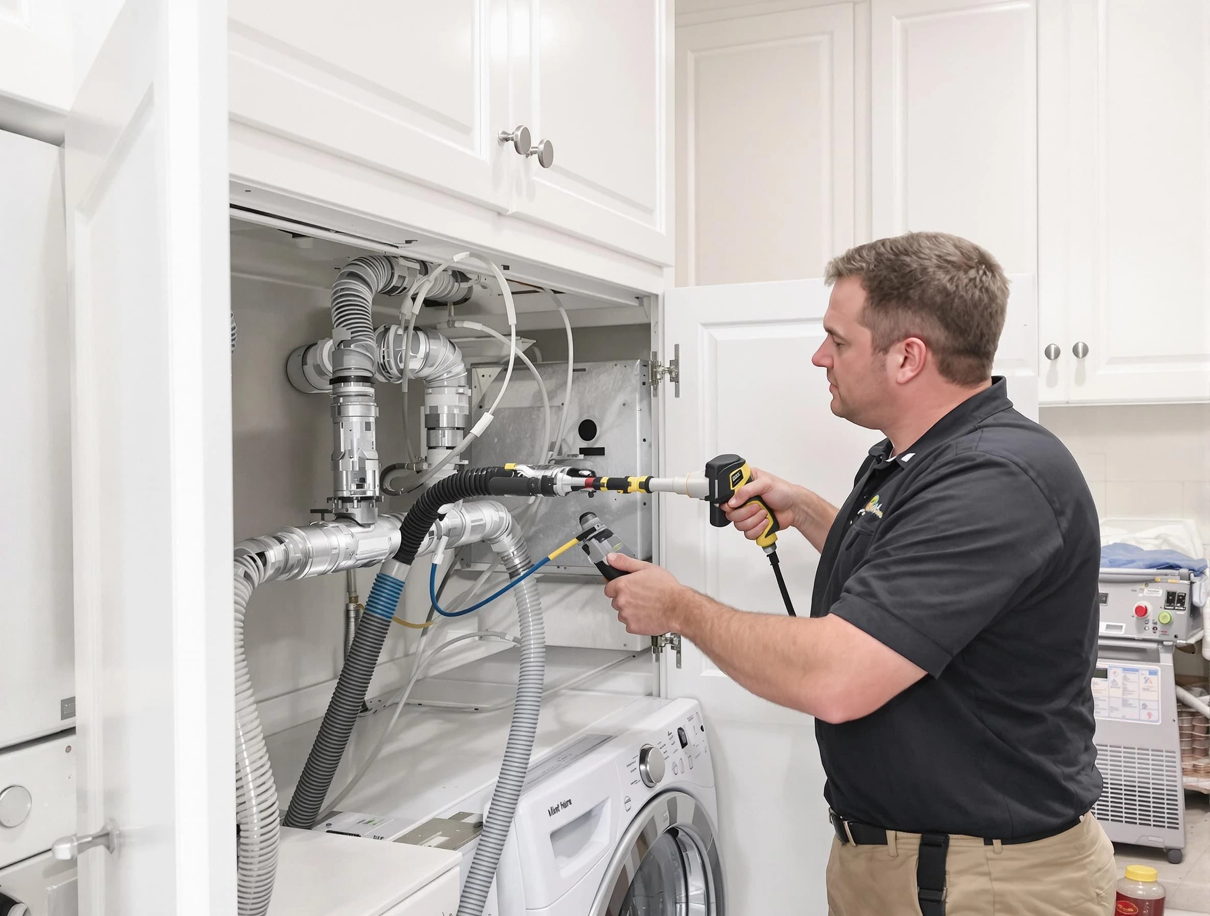 McDonough Dryer Vent Cleaning professional removing severe blockage from a clogged dryer vent in McDonough