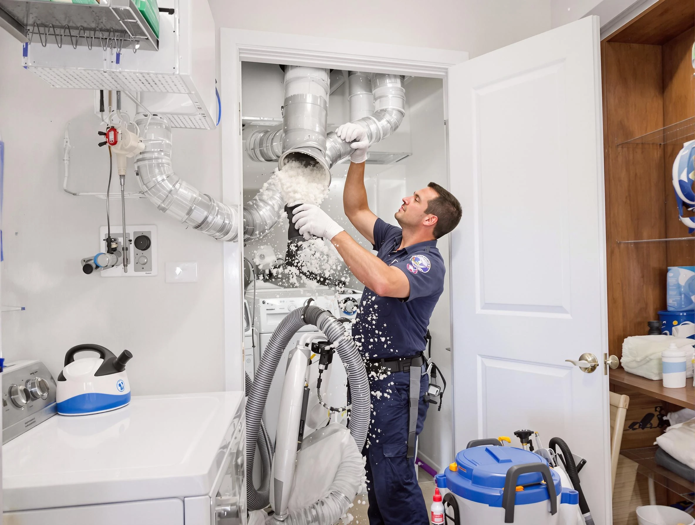 McDonough Dryer Vent Cleaning technician delivering thorough residential dryer vent cleaning service in McDonough